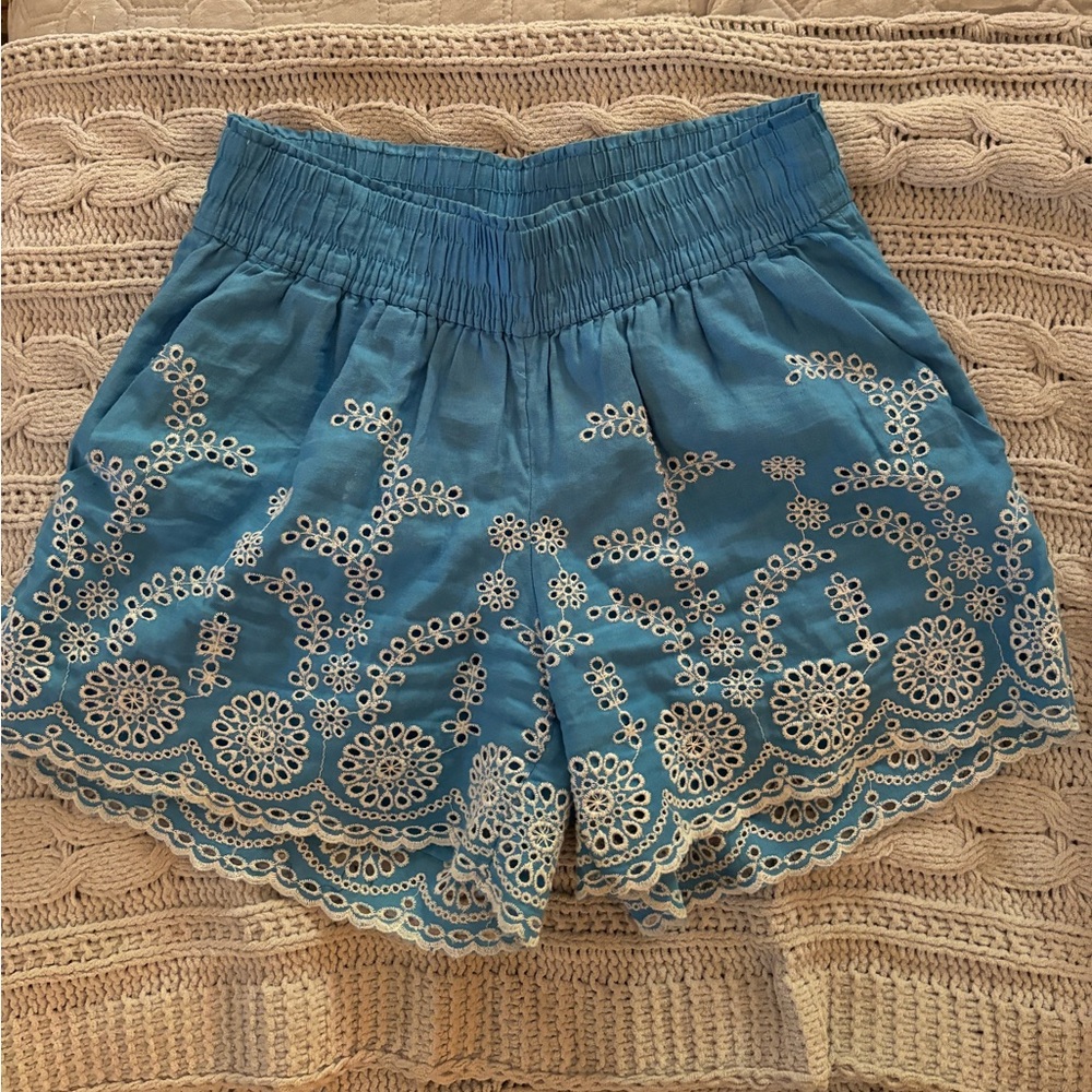J. Crew Pull-On Shorts with Eyelet Floral Pattern